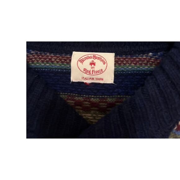 Brooks Brothers Sweater Mens Large Italian Yarn Fair Isle Shawl Merino Wool - Picture 3 of 7